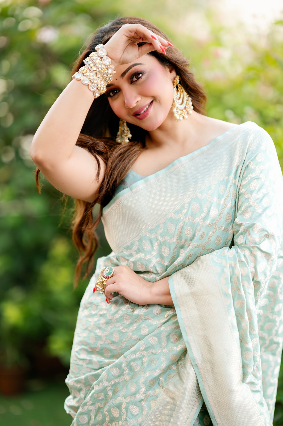 Koushani in Powder Blue Banarsi Silk Saree
