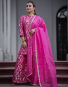 Koushani Mukherjee in Rani Pink Banarasi Silk Sharara Set