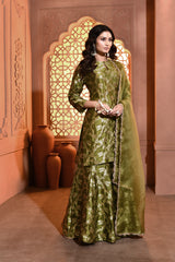 Mehendi Green Summer Silk Kurta Garara Set