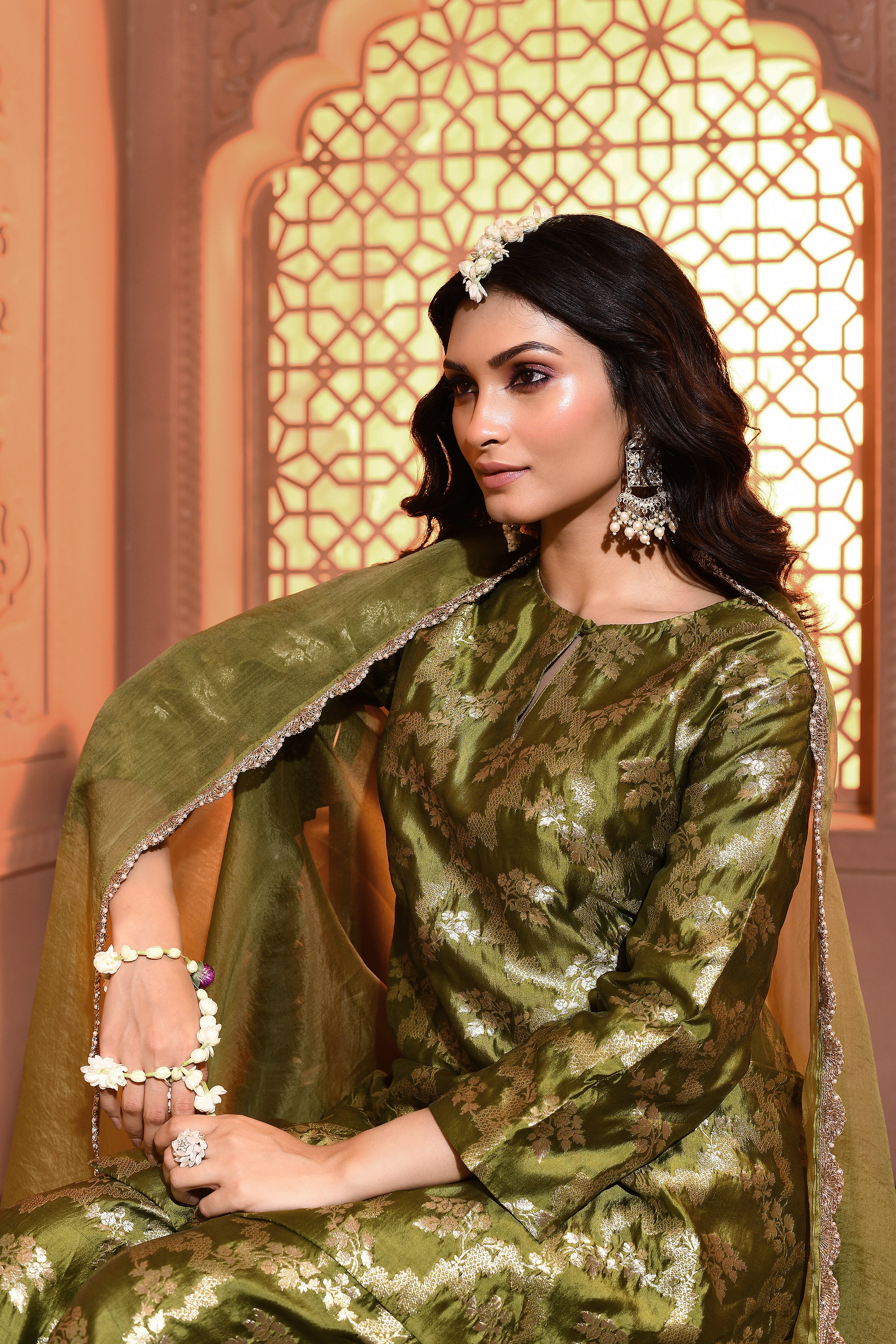 Mehendi Green Summer Silk Kurta Garara Set