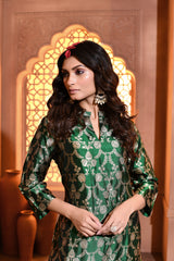 Emerald Green Kurta with Draped Pant Set