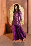 Purple Meenakari Silk Kurta with Drape Pant