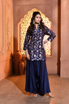 Blue Meenakari Silk Kurta with Drape Pant