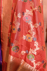 Red Multi-Floral Banarsi Silk Duppatta