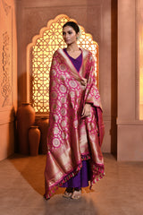 Rani Pink Meenakari Banarsi Silk Duppatta