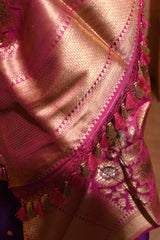 Rani Pink Meenakari Banarsi Silk Duppatta