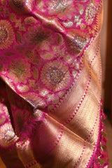 Rani Pink Meenakari Banarsi Silk Duppatta