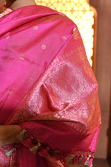 Pink Handwoven Booti Silk Duppatta