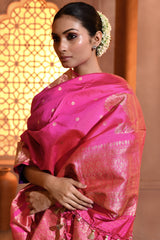 Pink Handwoven Booti Silk Duppatta