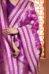 Purple Floral Jaal Silk Duppatta