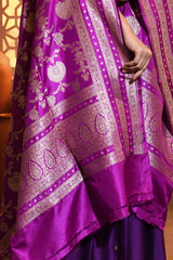 Purple Floral Jaal Silk Duppatta