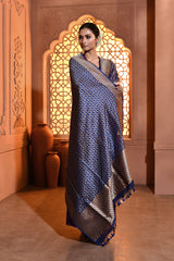 Blue Mughal Jaal Banarsi Silk Duppatta