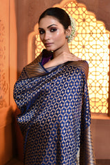 Blue Mughal Jaal Banarsi Silk Duppatta