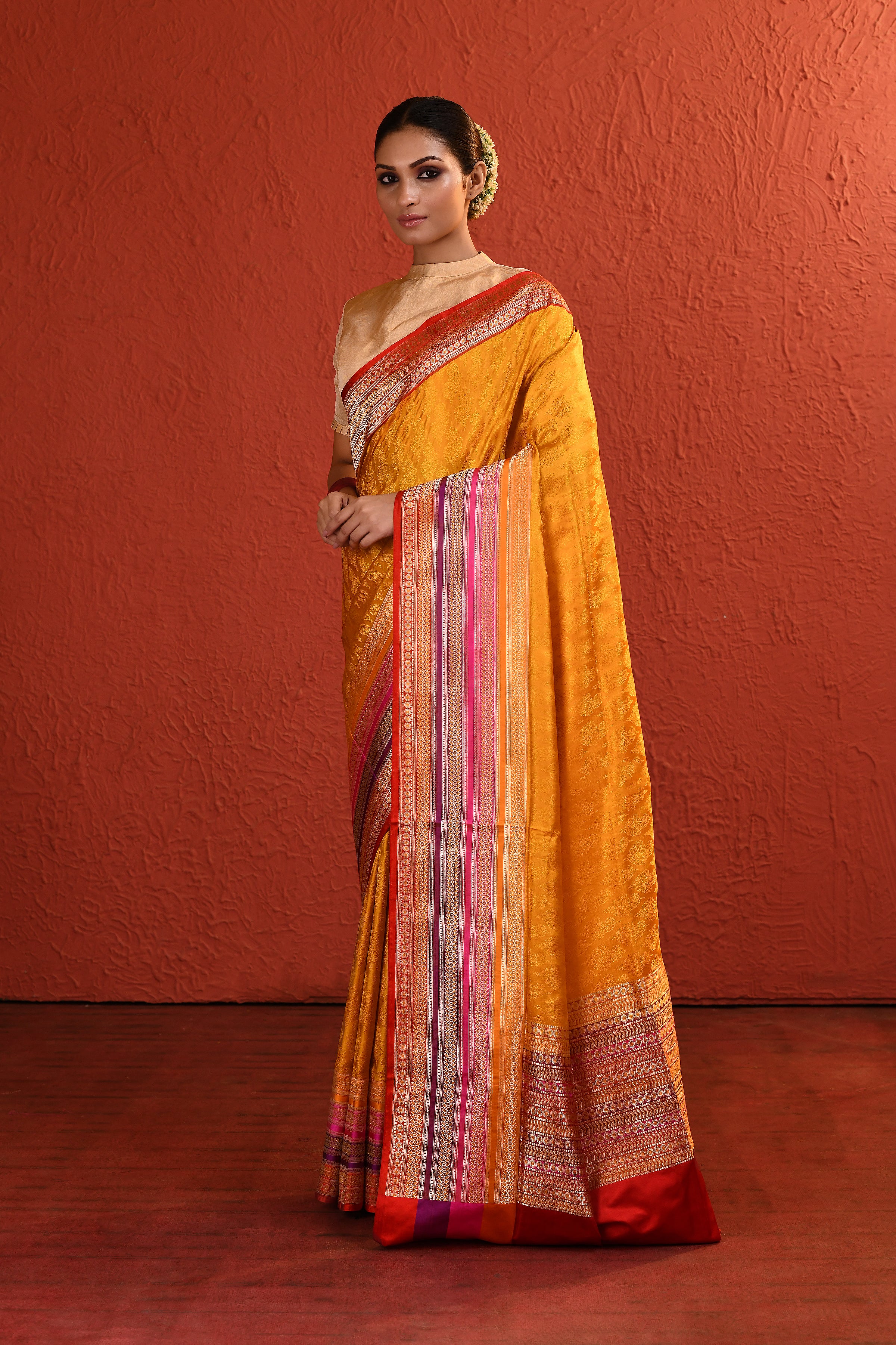 Yellow Woven Silk Saree with Intricate Palla