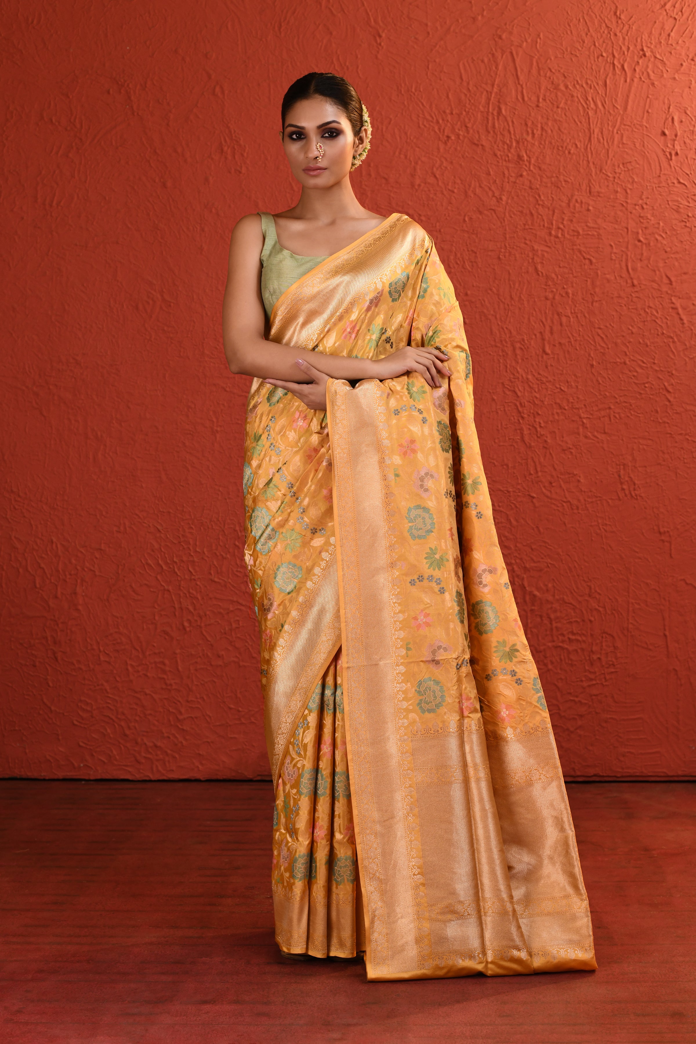 Multi Meenakari Floral Handwoven Silk Saree