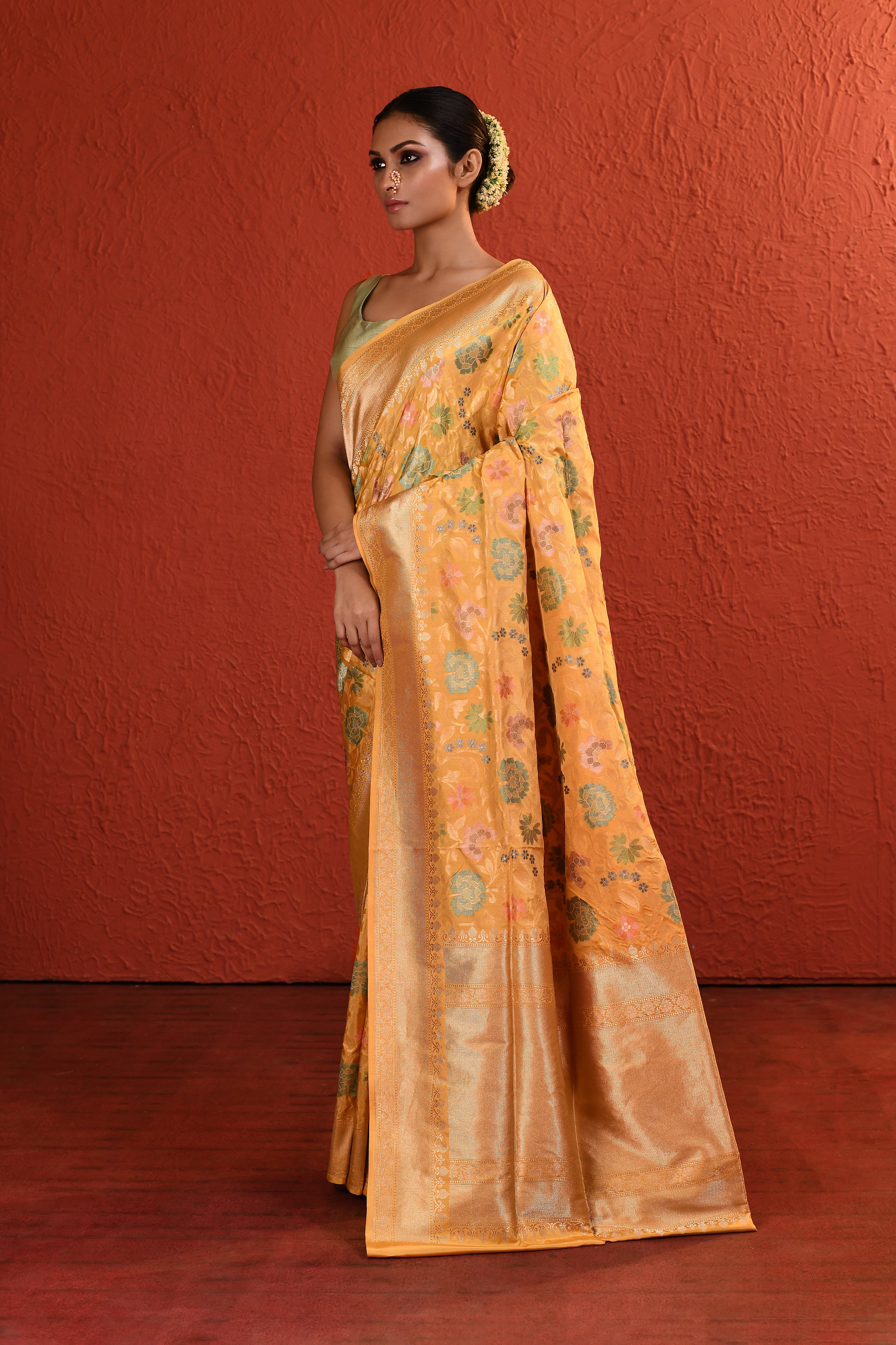 Multi Meenakari Floral Handwoven Silk Saree