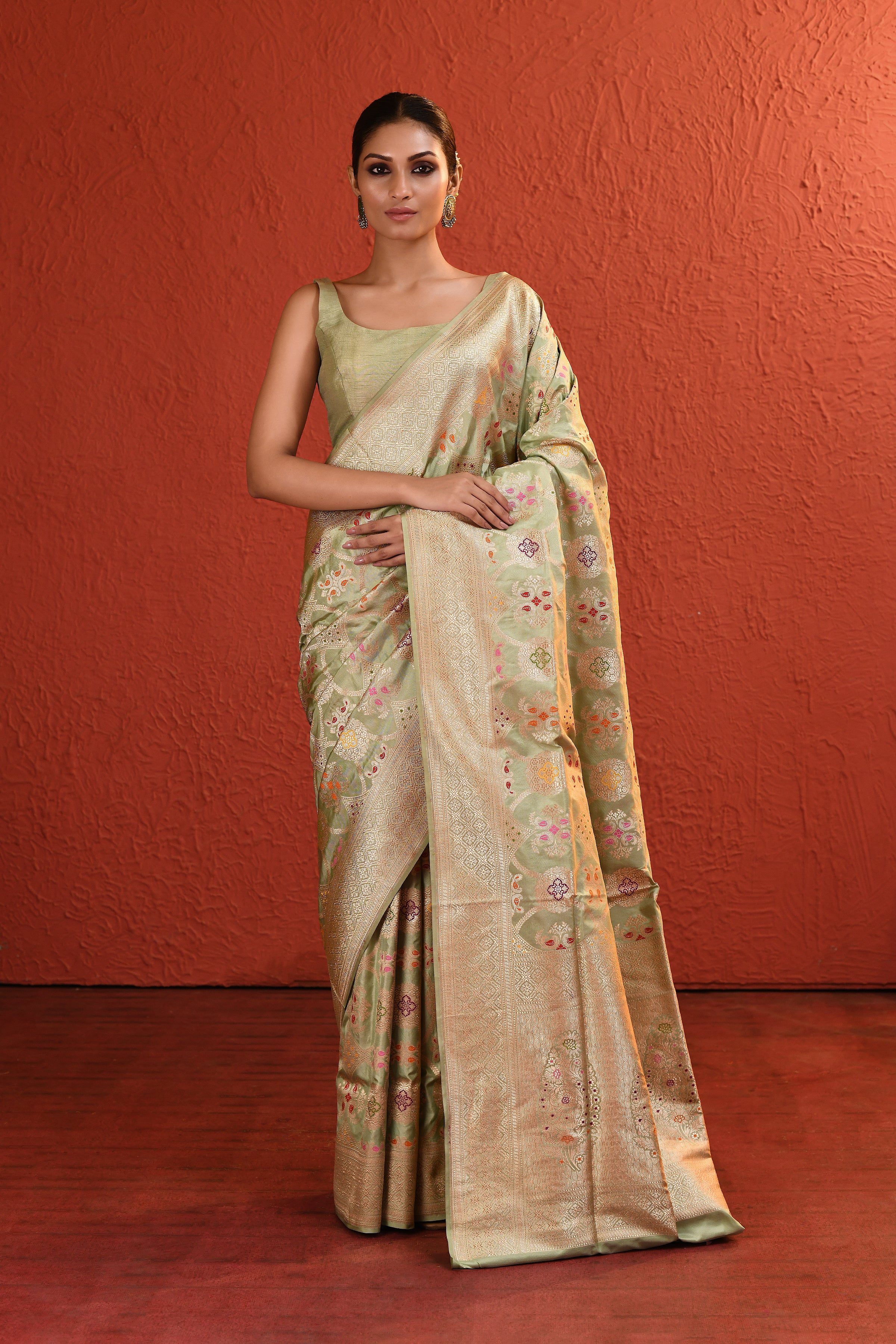 Green Meenakari Silk Handwoven Saree