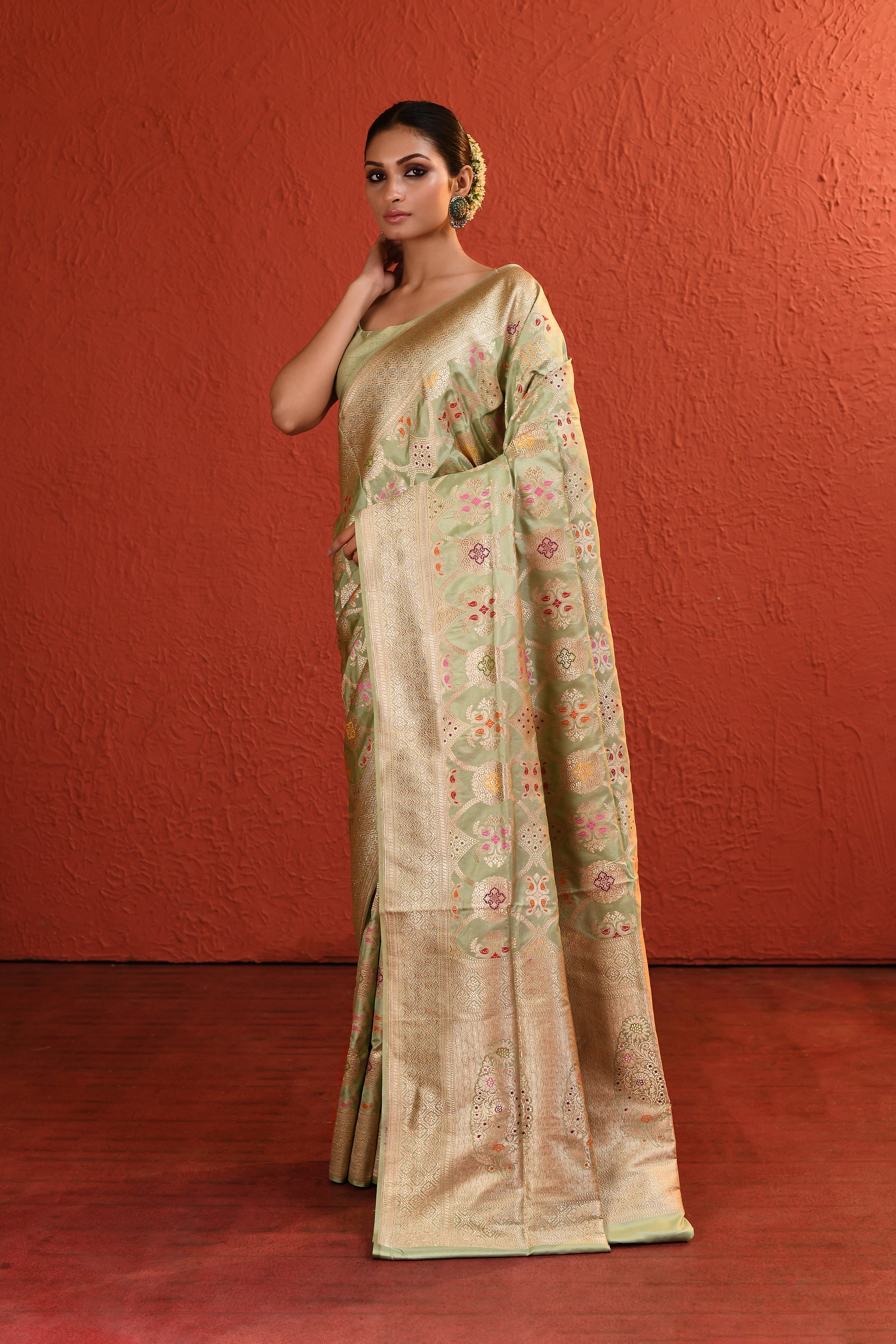 Green Meenakari Silk Handwoven Saree