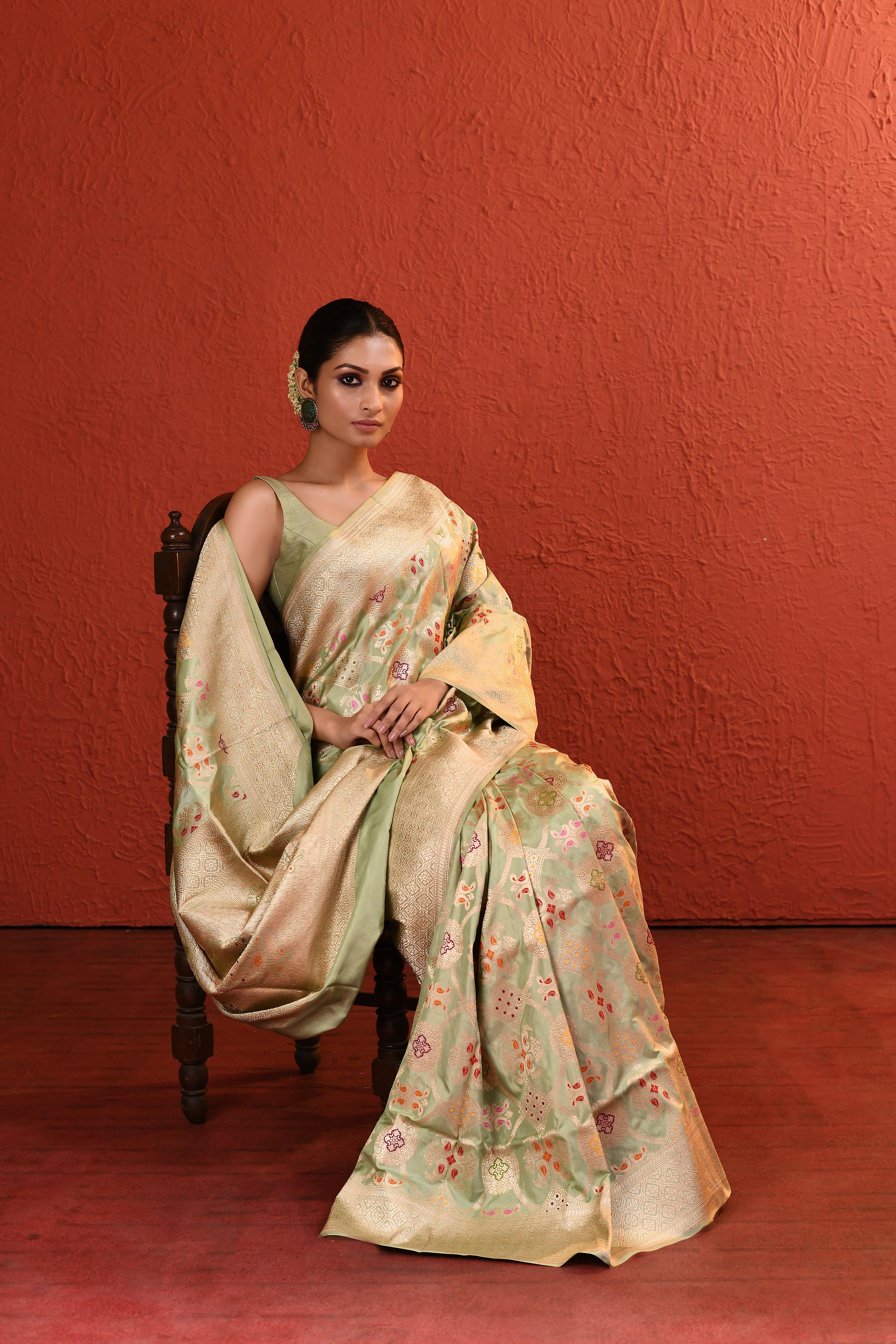 Green Meenakari Silk Handwoven Saree