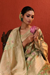 Green Meenakari Silk Handwoven Saree