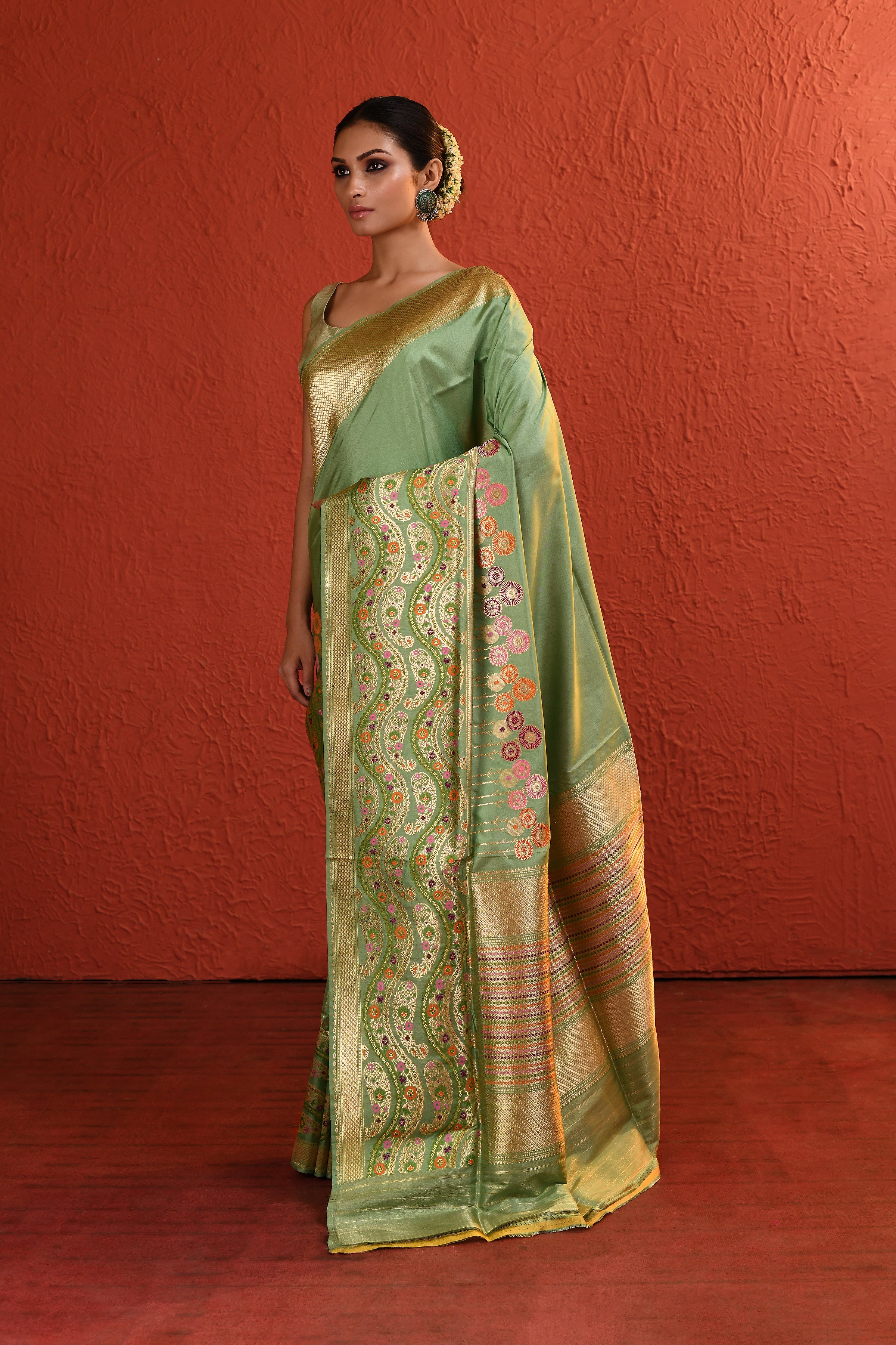 Forest Handwoven Banarsi Silk Saree