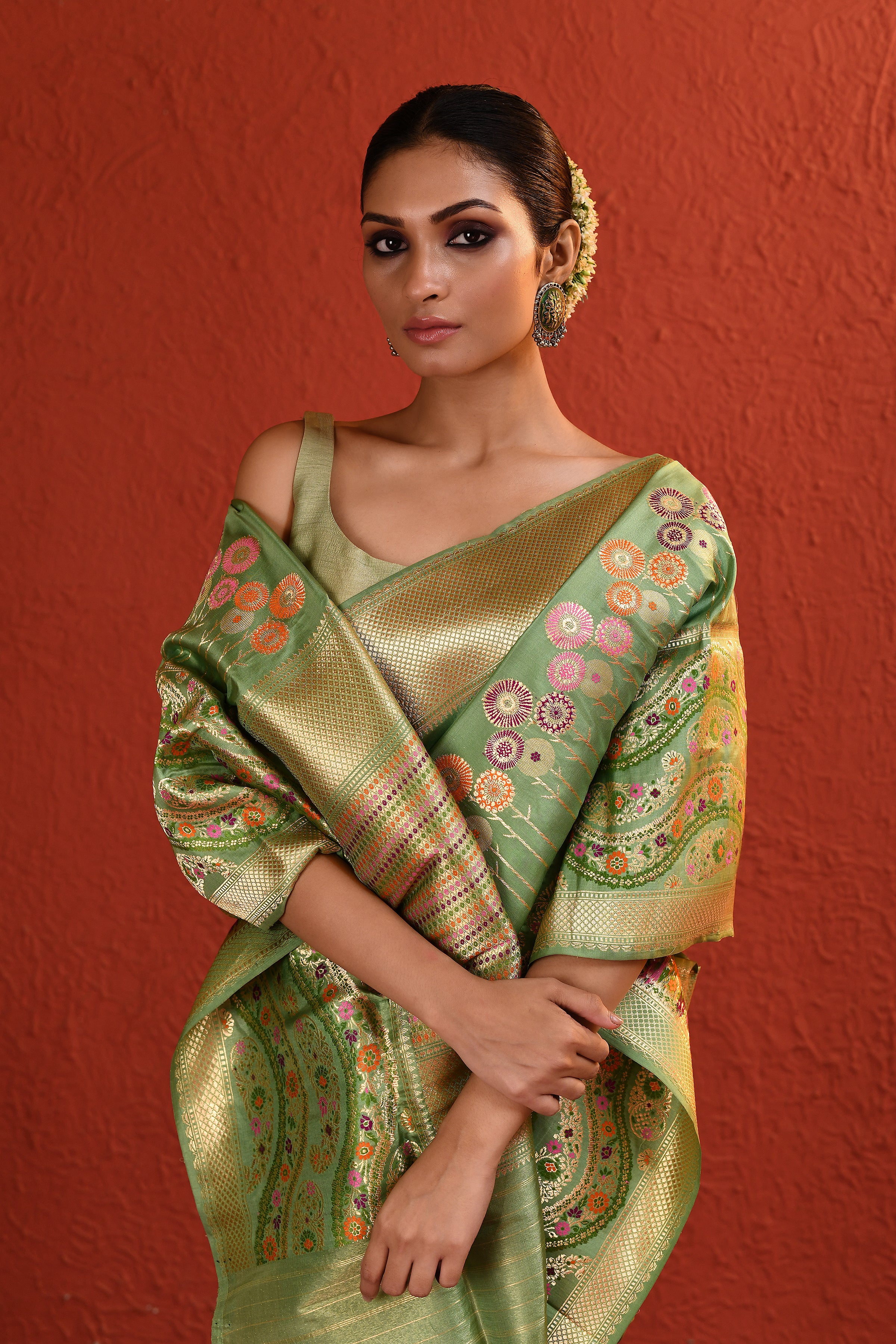 Forest Handwoven Banarsi Silk Saree