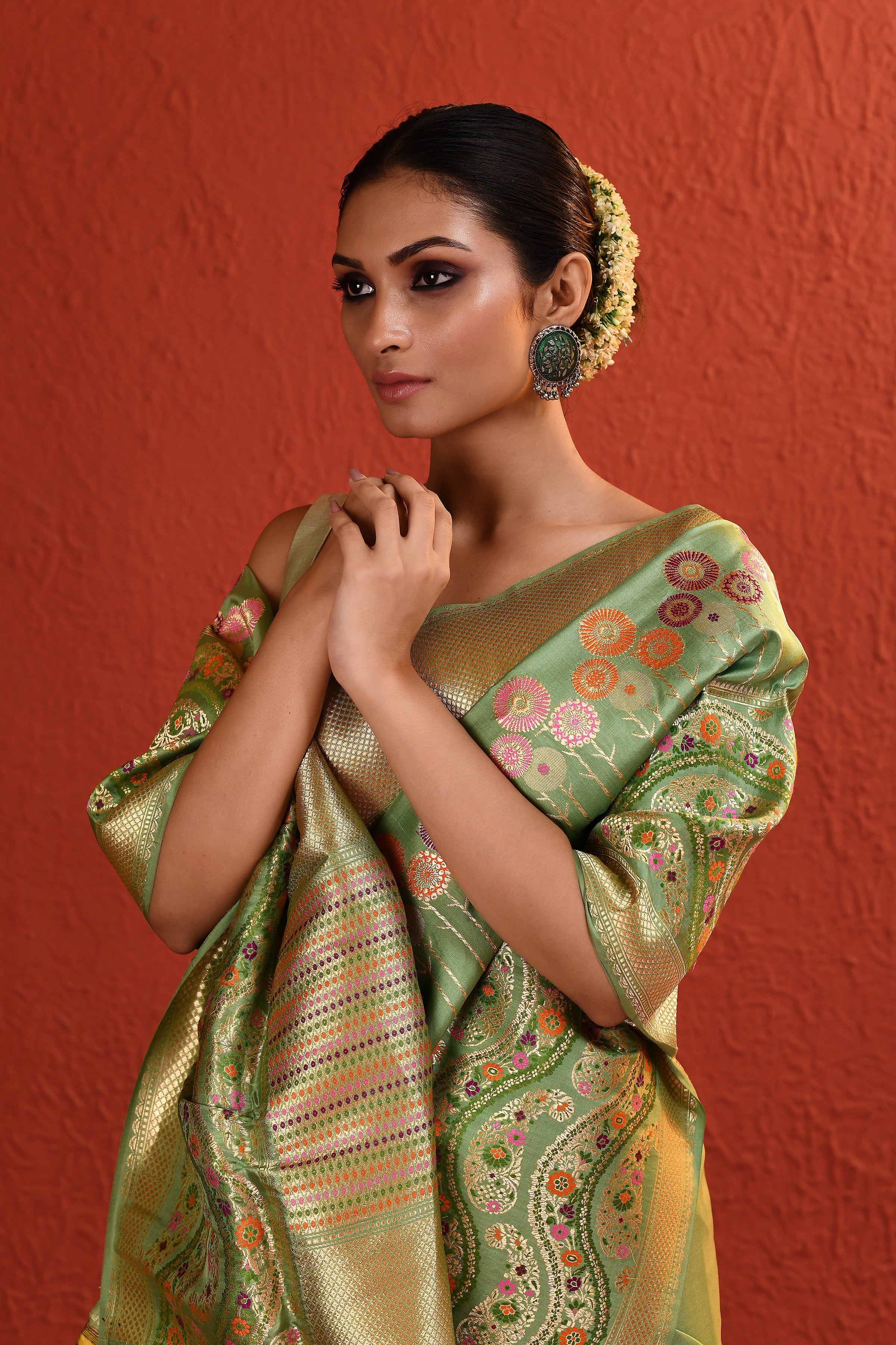 Forest Handwoven Banarsi Silk Saree