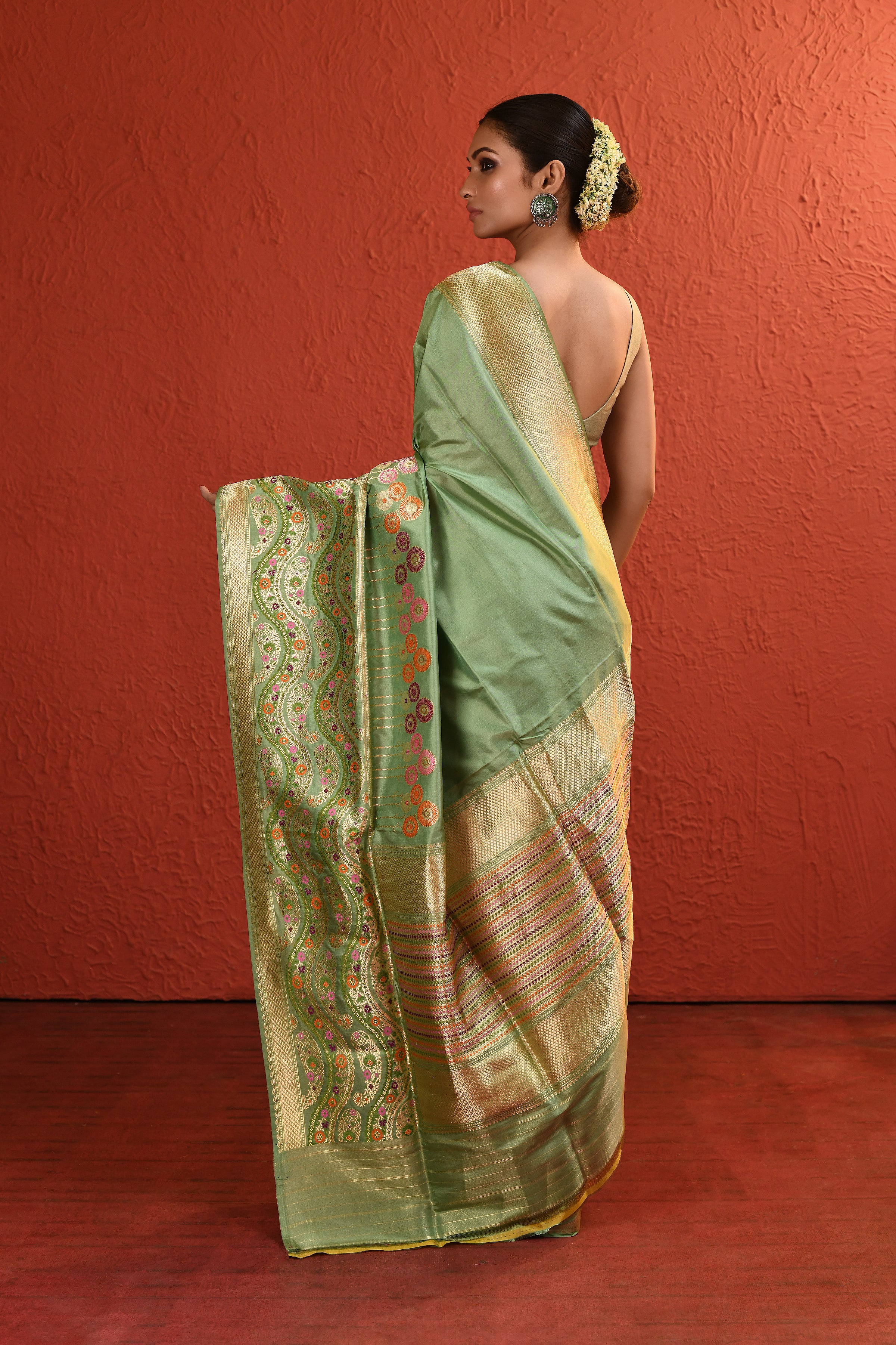 Forest Handwoven Banarsi Silk Saree