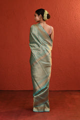 Aqua Blue Meenakari Brocade Saree