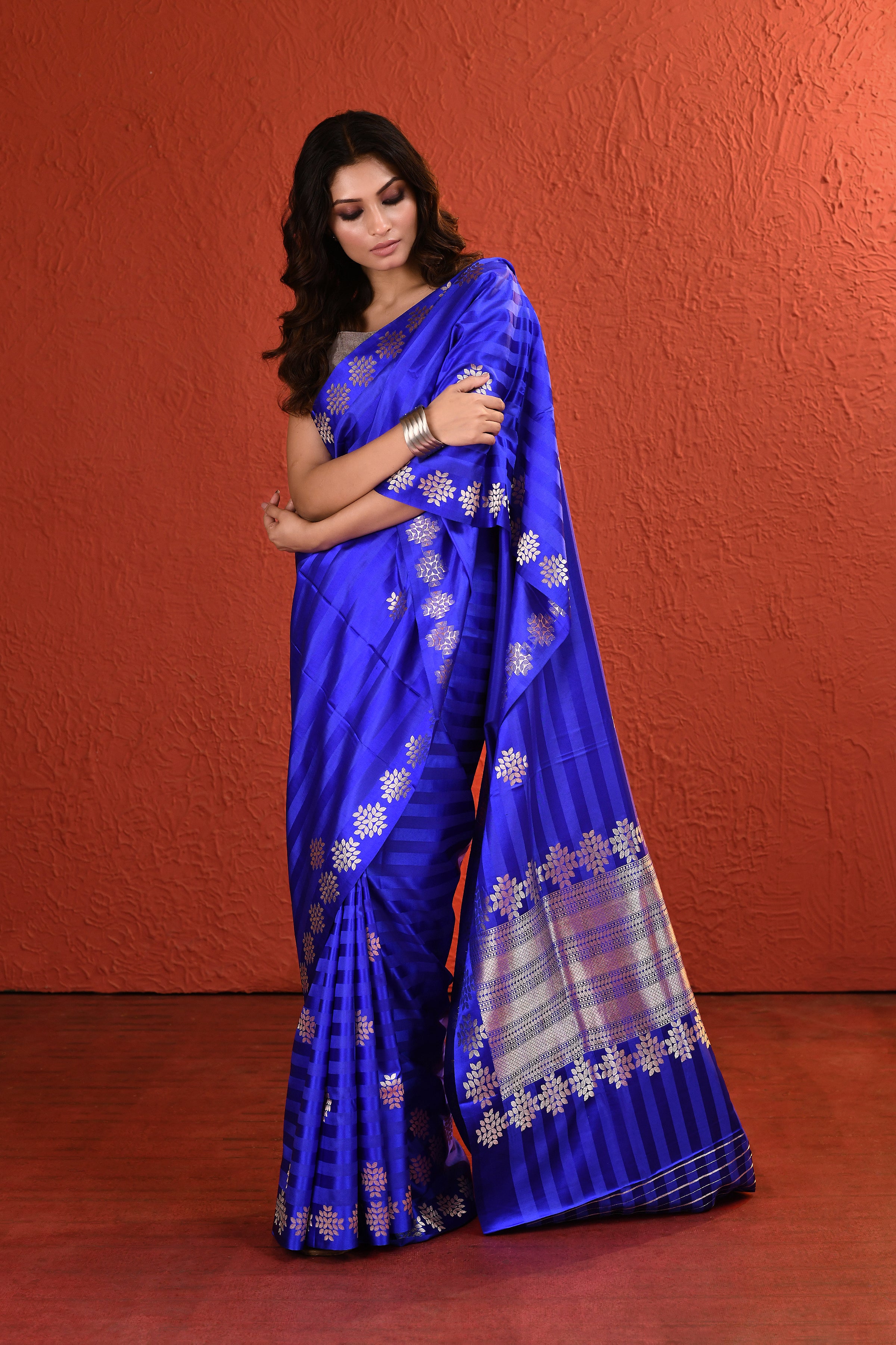Blue Boota Mashru Silk Saree