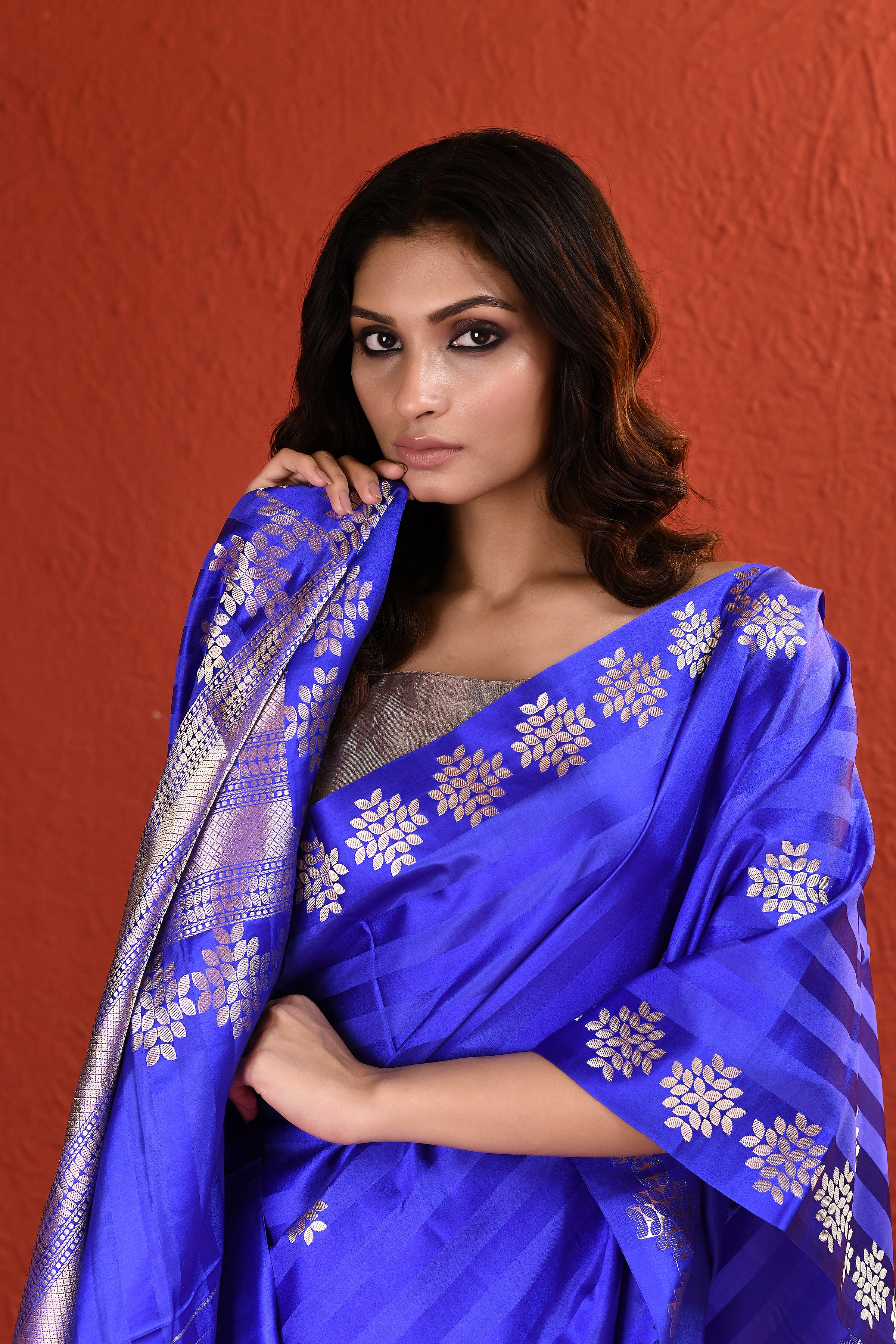 Blue Boota Mashru Silk Saree