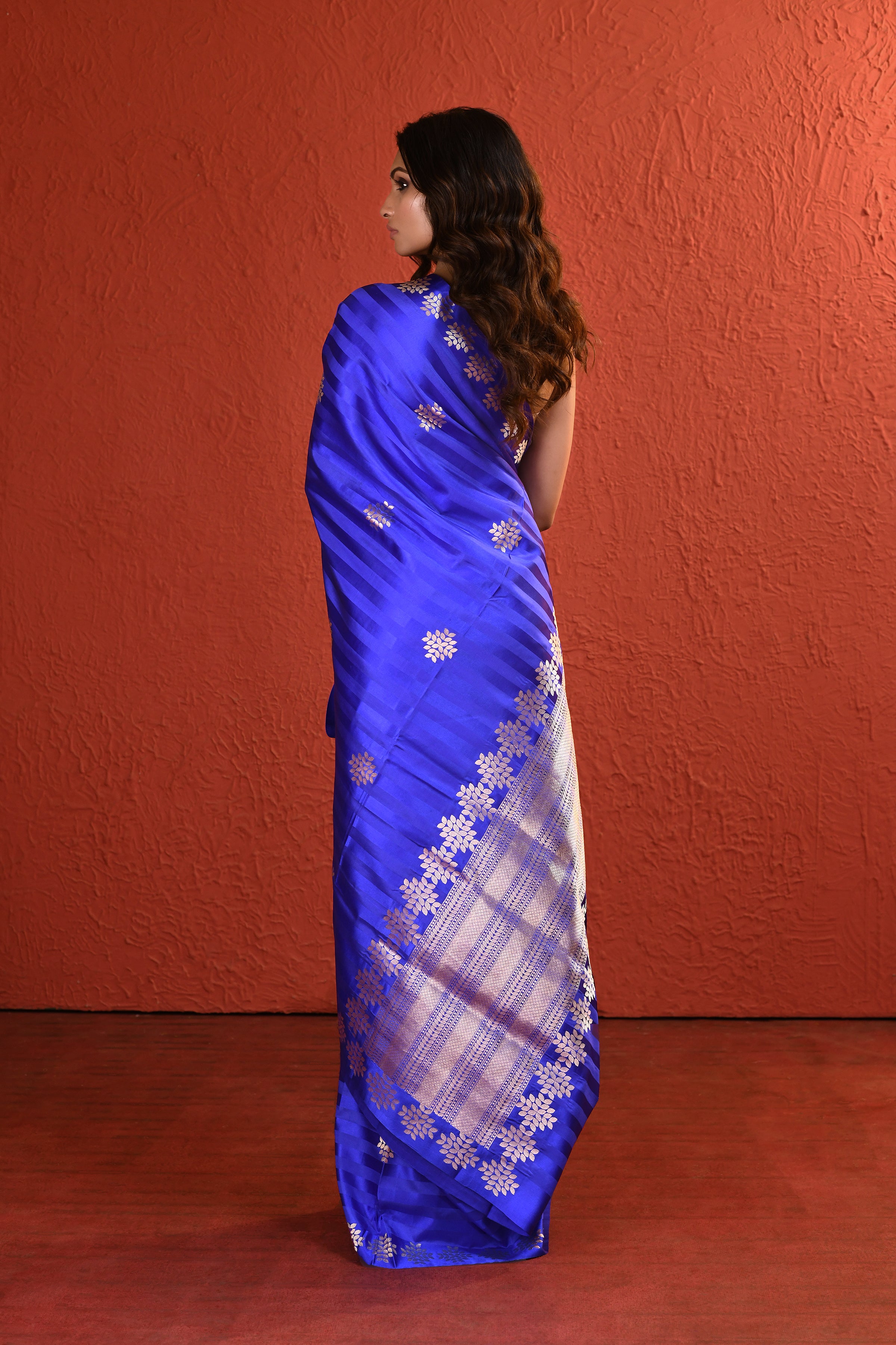 Blue Boota Mashru Silk Saree