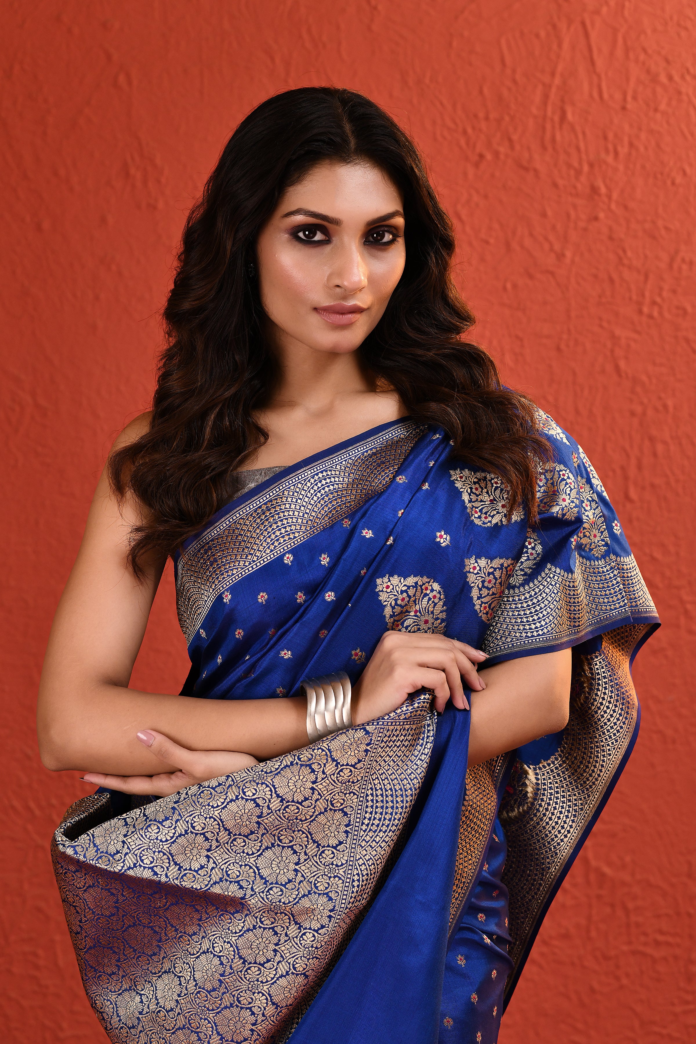 Blue Meenakari Silk Saree