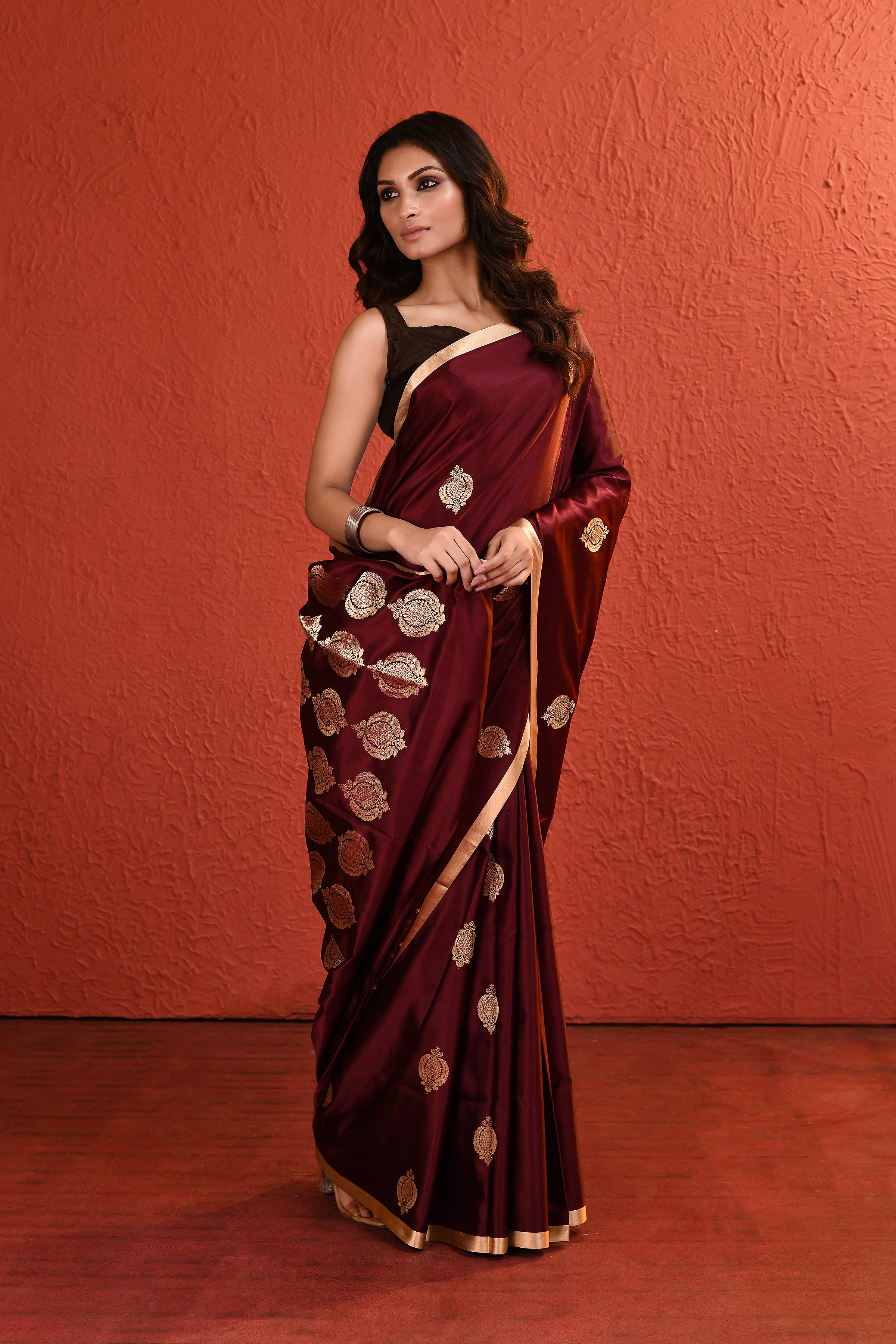 Maroon Mashru Silk Saree