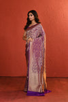 Purple Meenakari Shikargah Handwoven Silk Saree