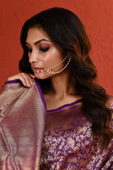 Purple Meenakari Shikargah Handwoven Silk Saree