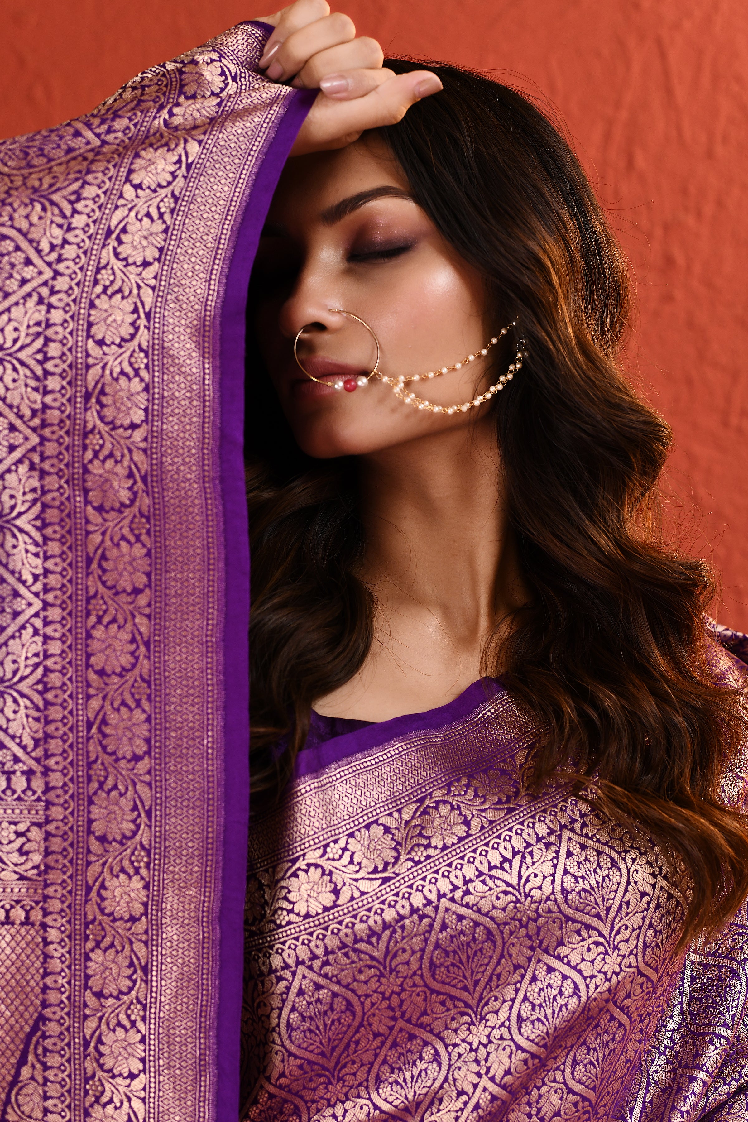 Purple Brocade Silk Saree