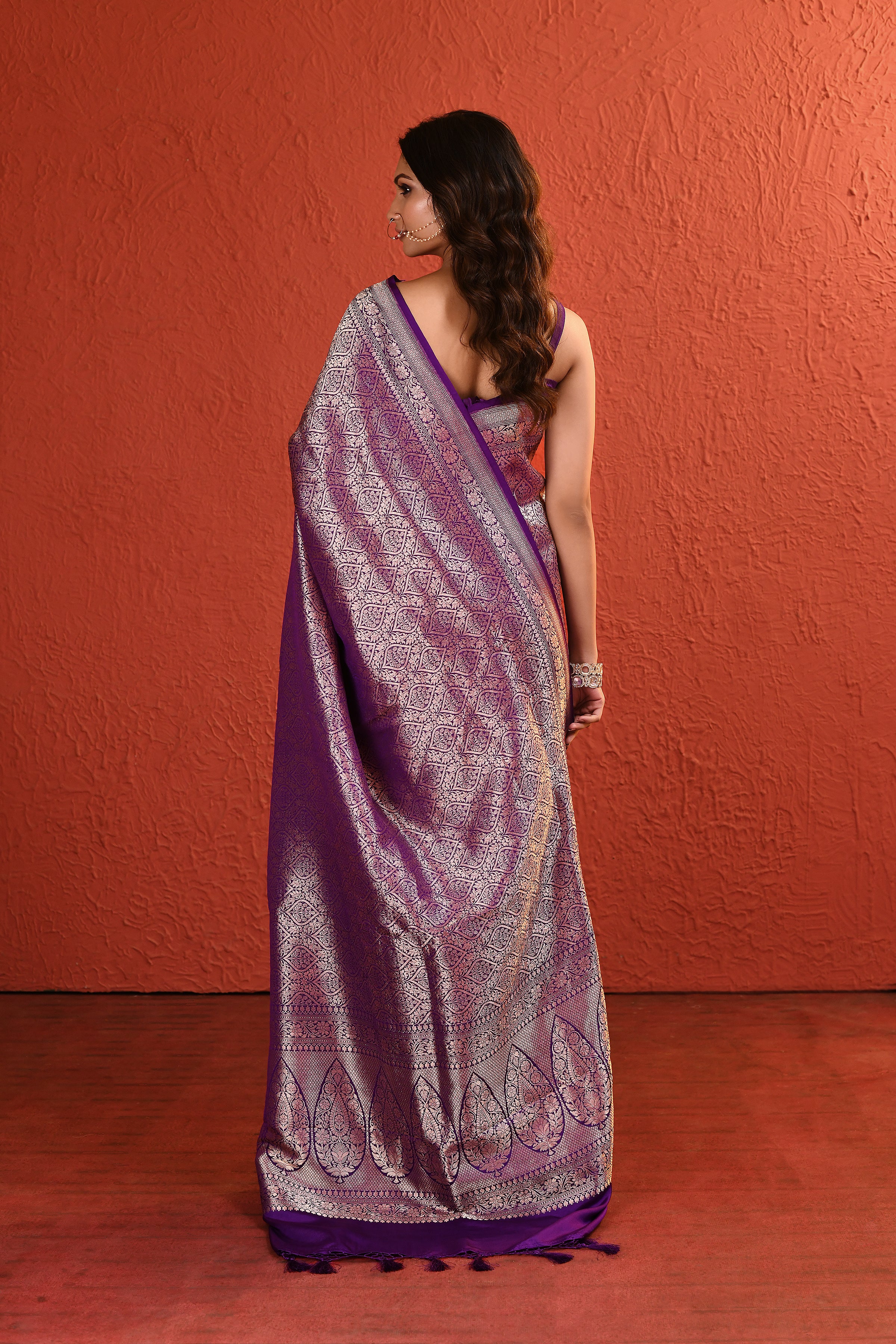 Purple Brocade Silk Saree