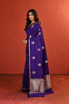 Purple Handwoven Floral Bouquet Saree