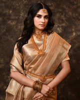 Liquid Gold Tissue Booti Saree with Running Blouse Piece