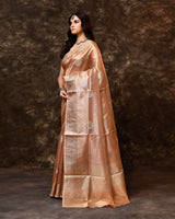 Onion Pink Tissue Silk Booti Saree with Running Blouse Piece