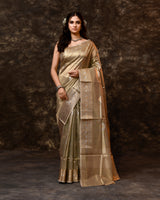 Green Tissue Booti Saree with Running Blouse Piece