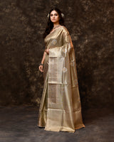 Green Tissue Booti Saree with Running Blouse Piece