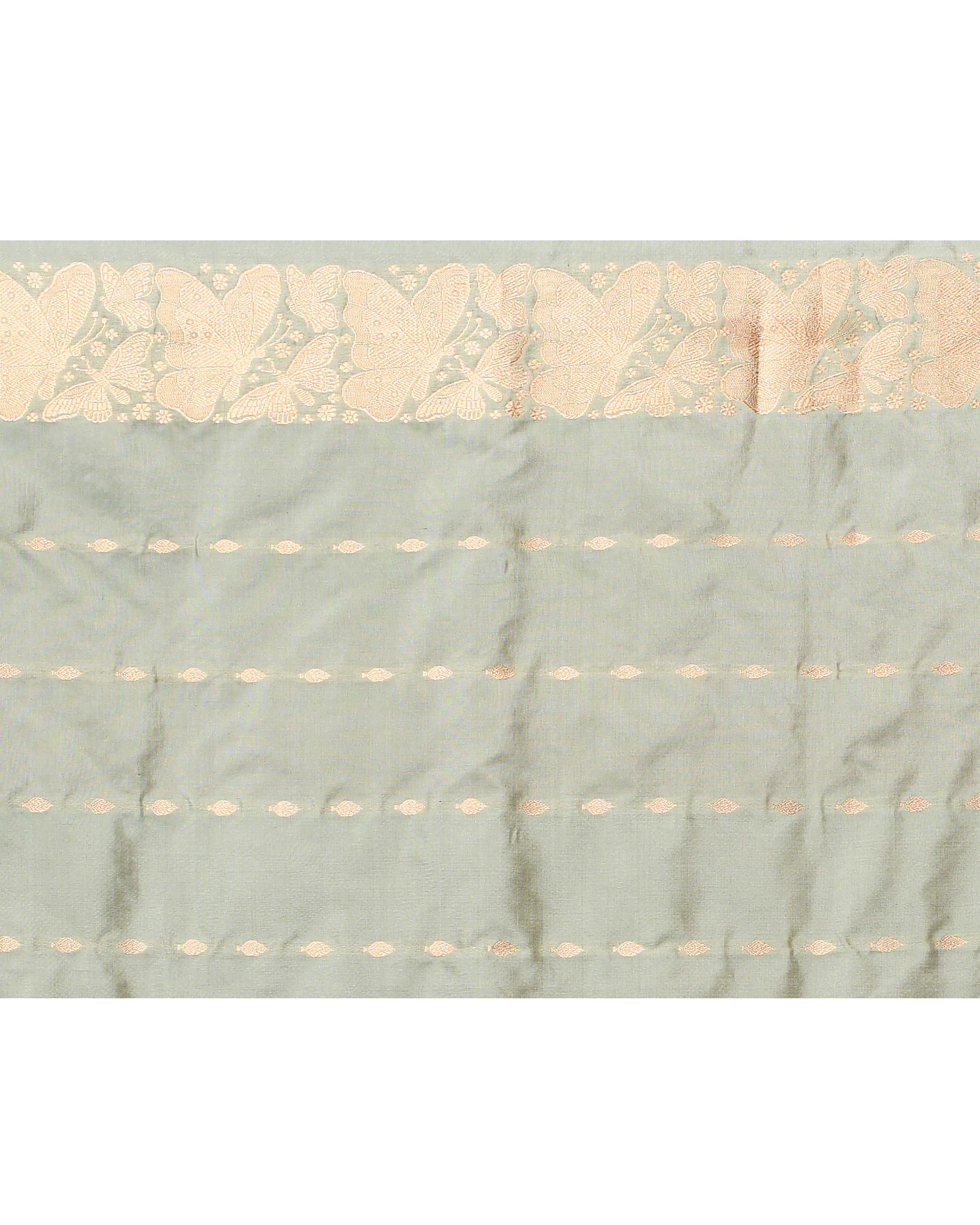 Powder Blue Silver Butterfly Handwoven Silk Saree