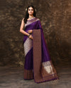 Purple Geometric Border Palla Banarsi Silk Saree
