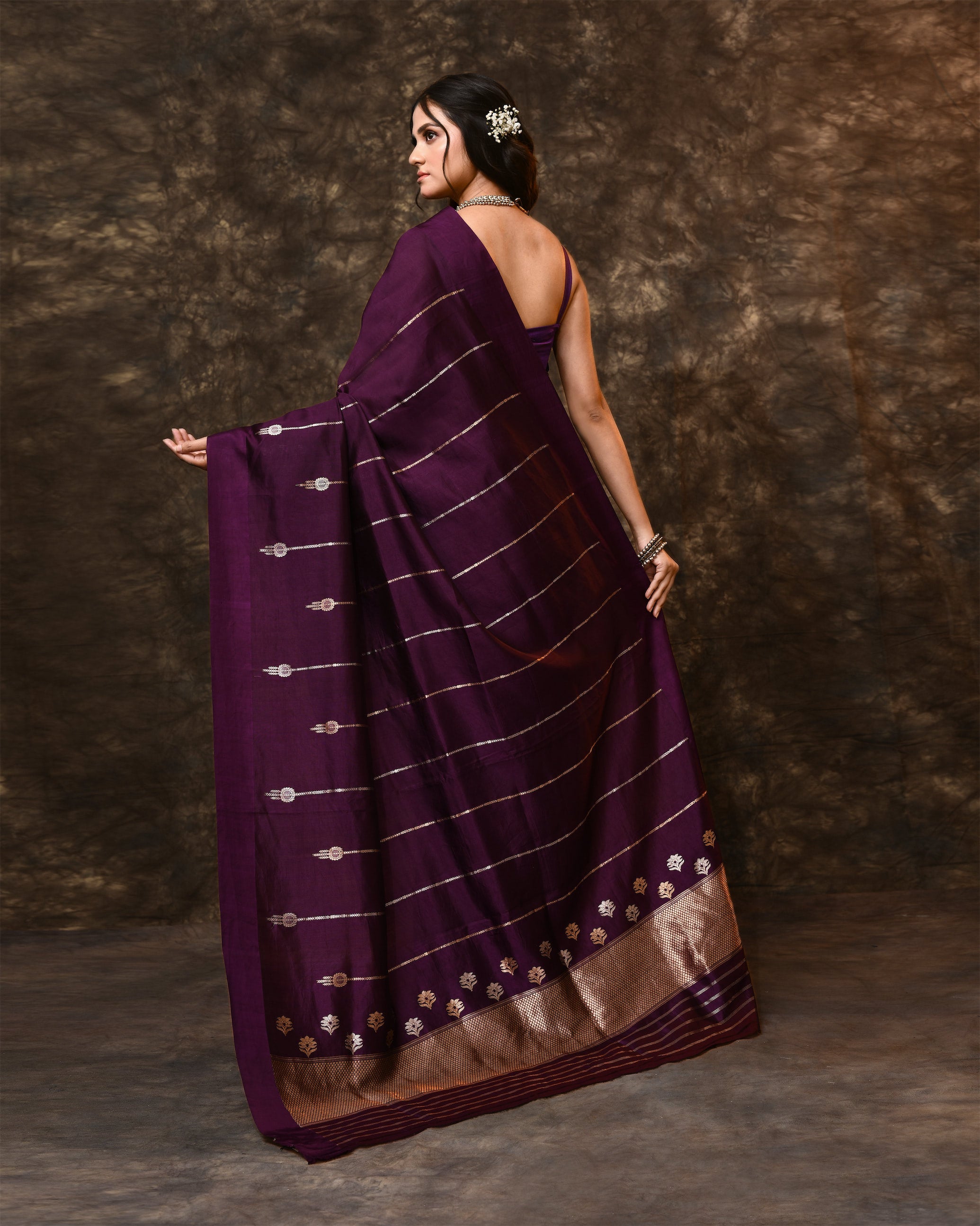 Purple Contemporary Summer Silk Saree with Running Blouse Piece