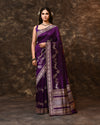 Purple Heirloom Gold Silver Zari Silk Saree