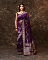 Purple Heirloom Gold Silver Zari Silk Saree