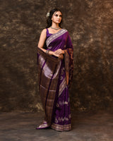 Purple Heirloom Gold Silver Zari Silk Saree