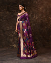 Purple Mystical Garden Woven Banarsi Silk Saree